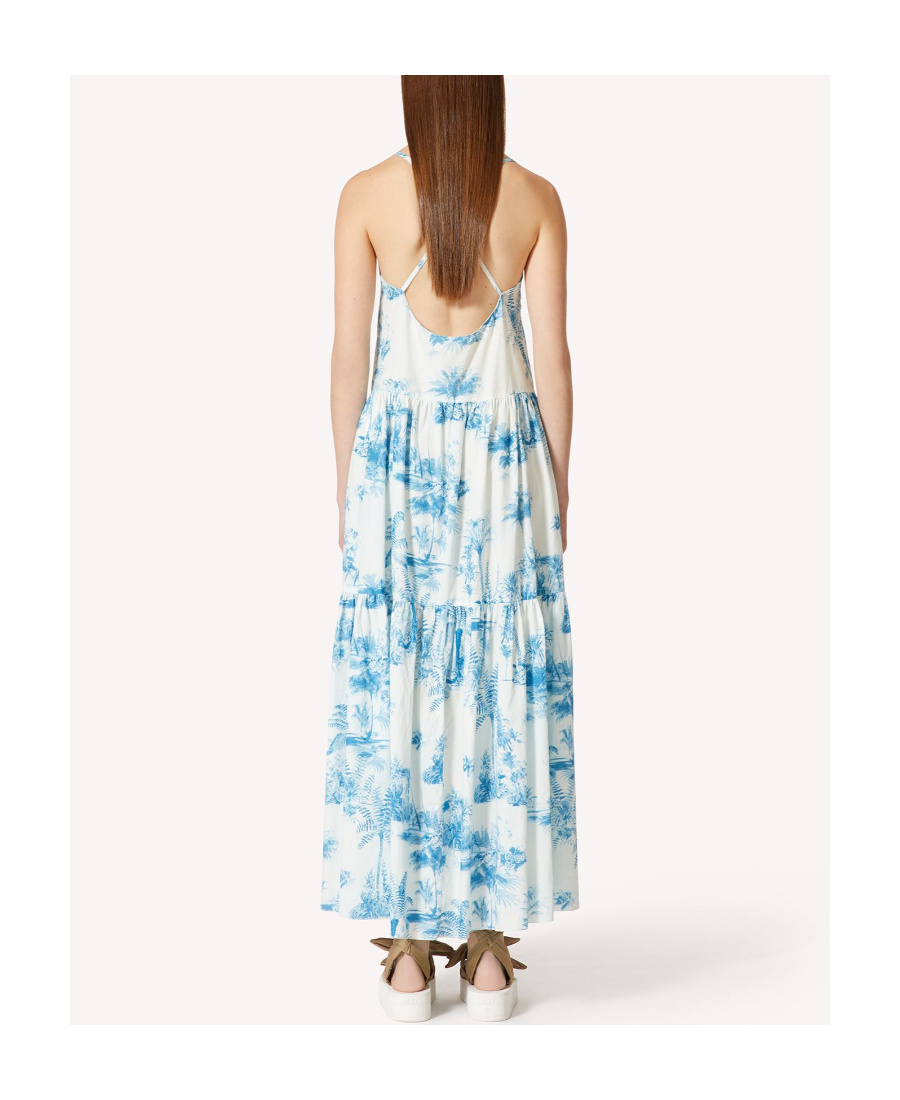 Shop Red Valentino Redvalentino Floral Printed Sleeveless Dress In Blue