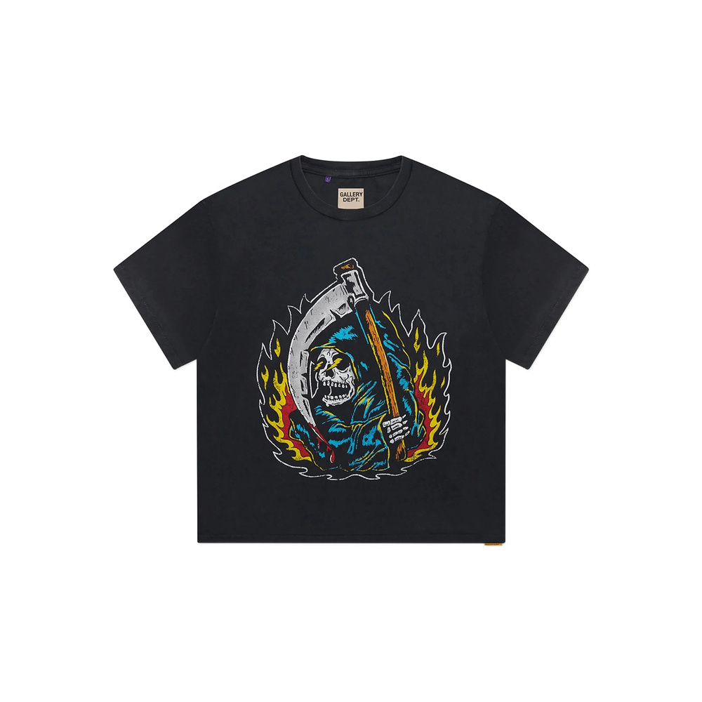 Gallery Dept. Big Reaper Glittered Printed Cotton-jersey T-shirt In Black