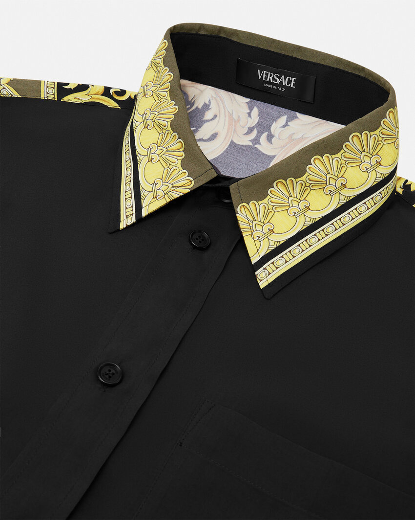 Versace Barocco-print Shirt In Black
