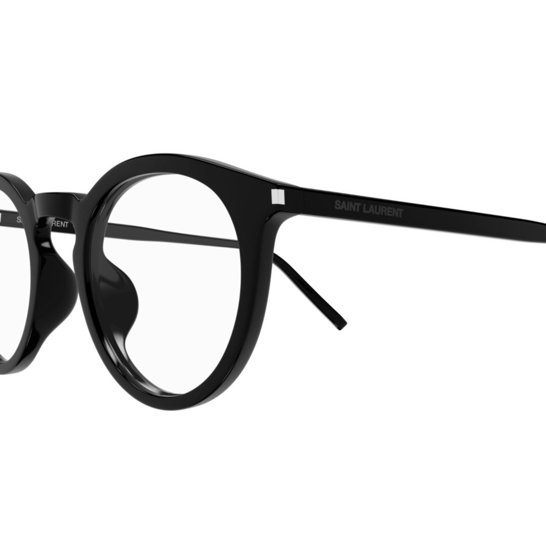 Saint Laurent Round Frame Flat Mirror In Black