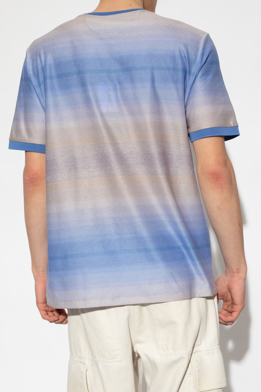 Paul Smith Stripe-pattern Cotton T-shirt In Blue