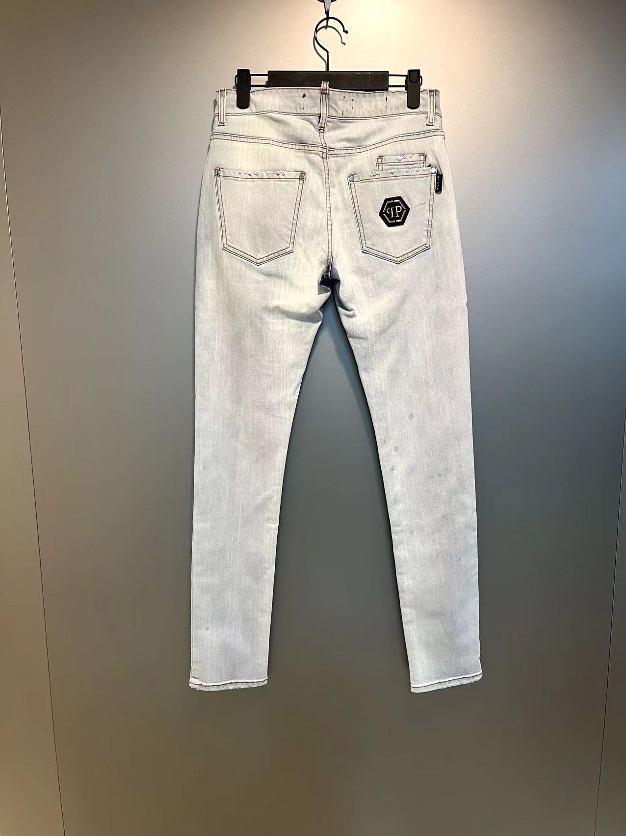 PHILIPP PLEIN LOGO PATCH JEANS PANTS