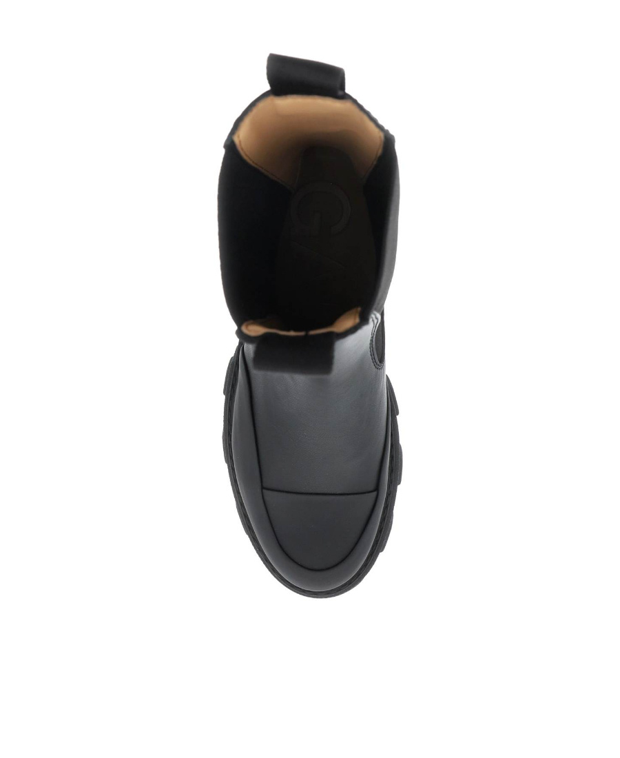 Ganni 55mm Leather Boots With Ankle Height In Black