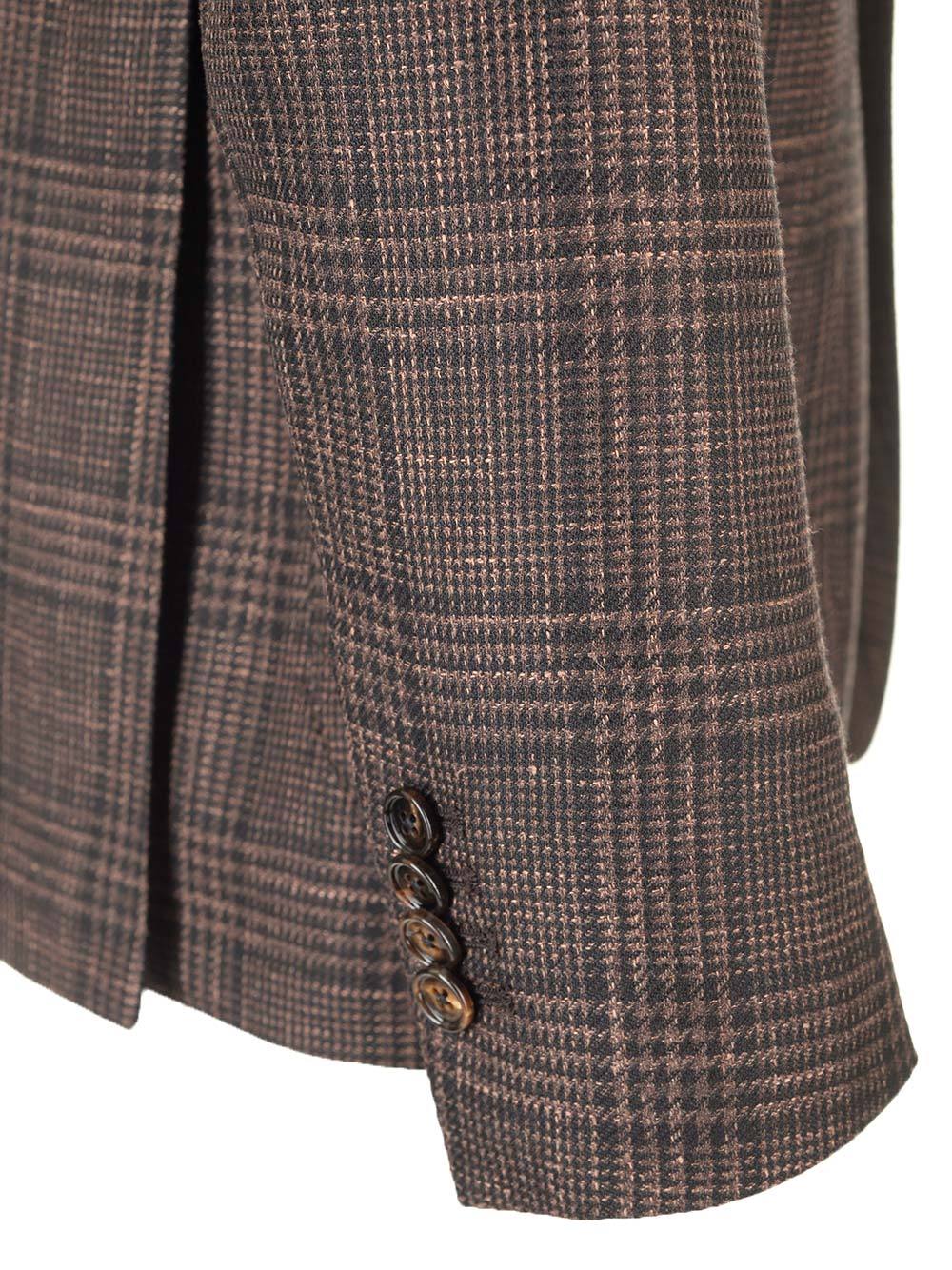 Tagliatore Montecarlo Prince Of Wales Blazer In Brown