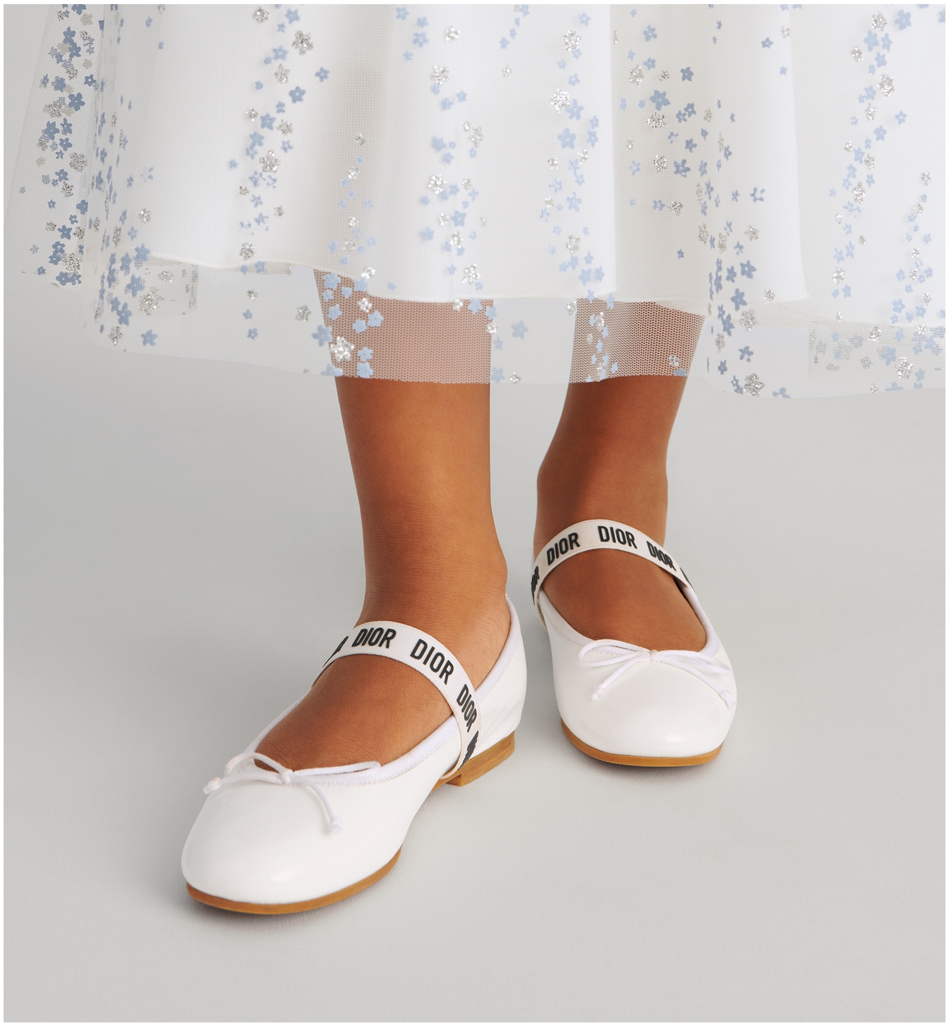 Dior Round Head Ballet Shoes In White