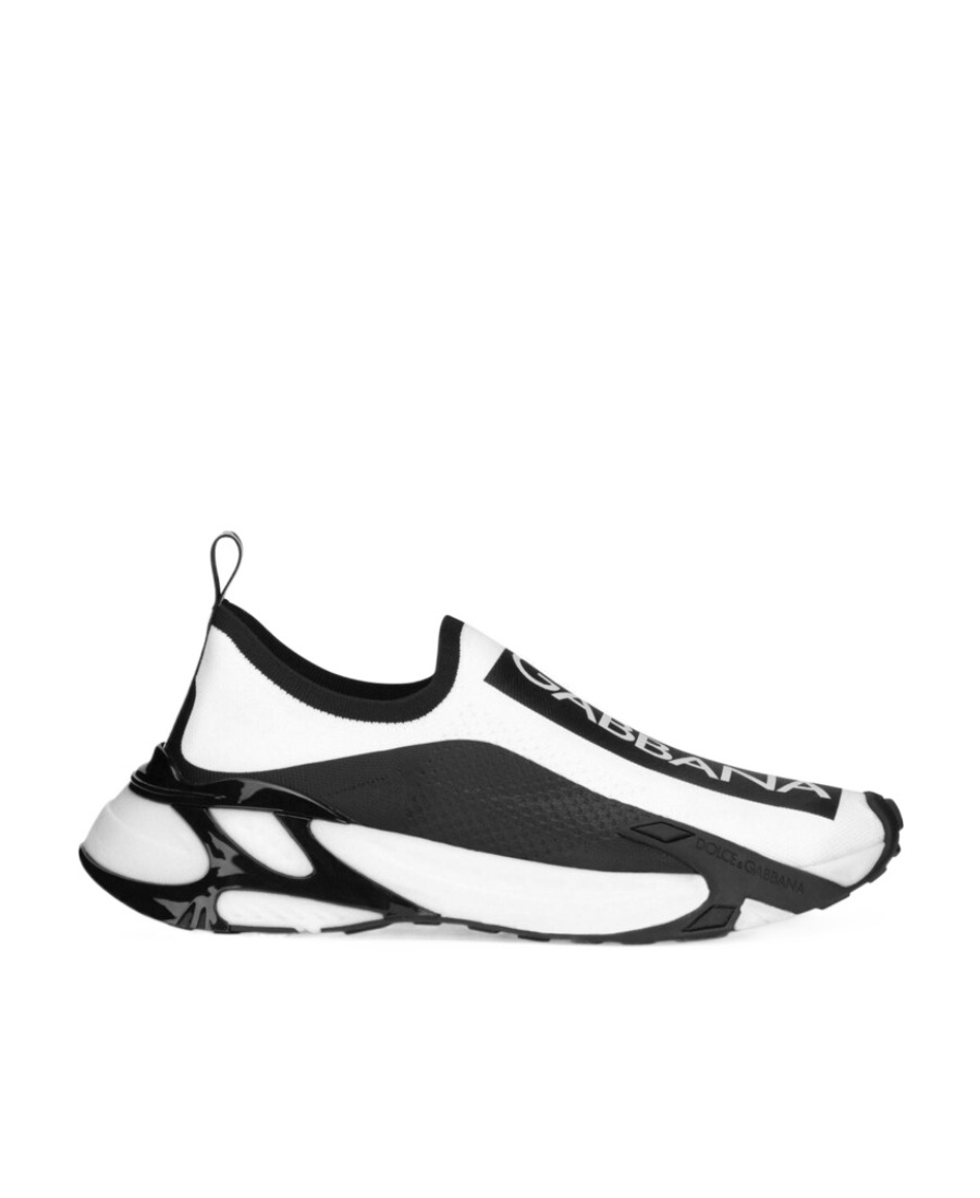 Dolce & Gabbana White Stretch Mesh Fast Sneakers In Bianco