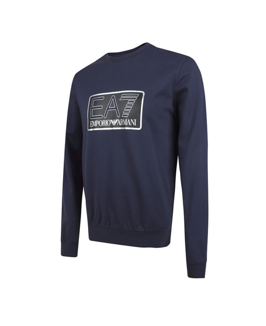 Ea7 Round-necked Logo Sweater In Black