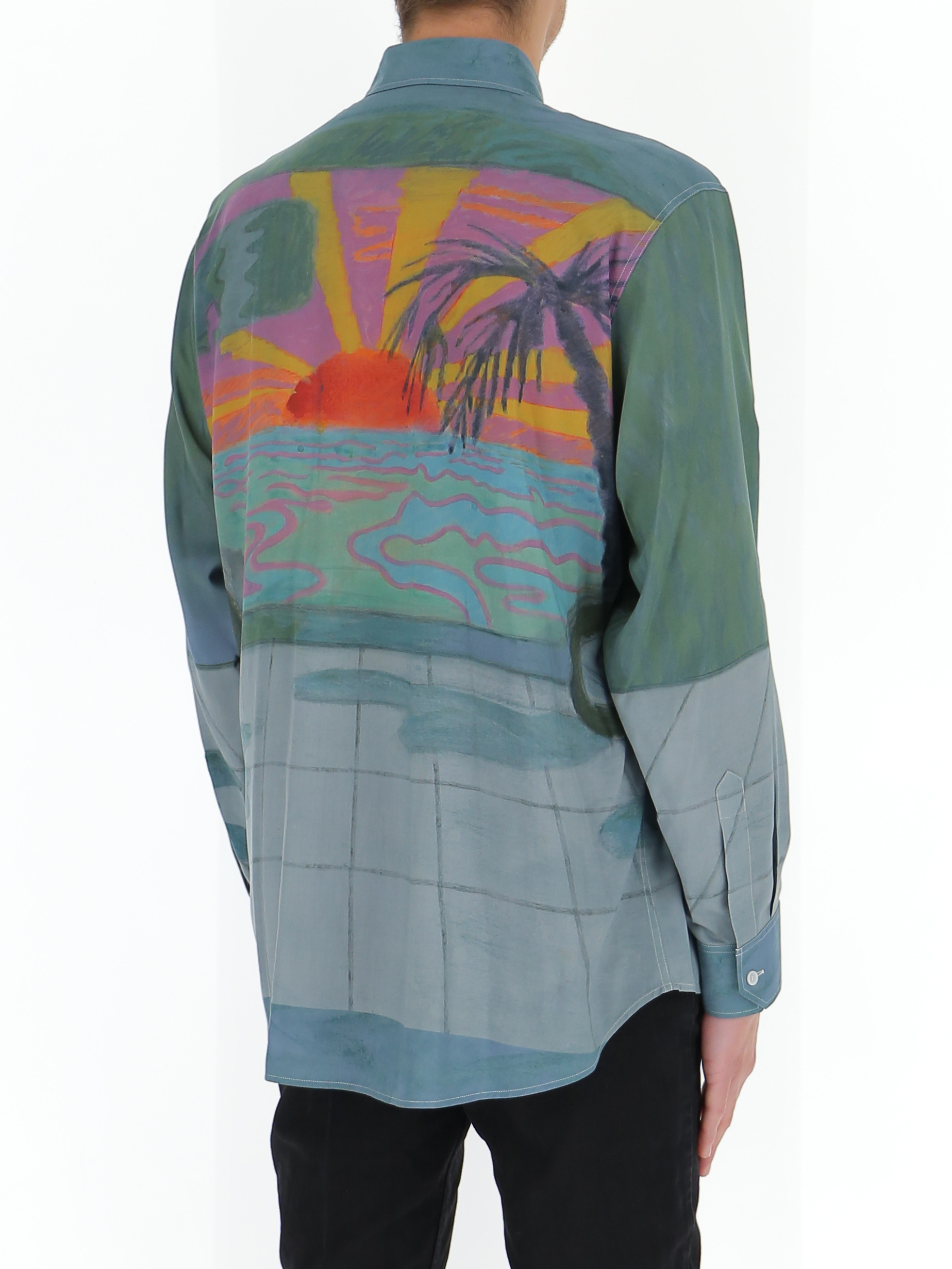 Celine Printed Long-sleeved Shirt In Multicolor