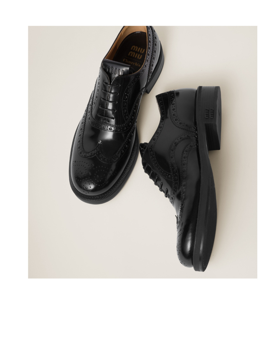 Miu Miu Church's X  Round Head Lace Up Business Dress Shoes In Black