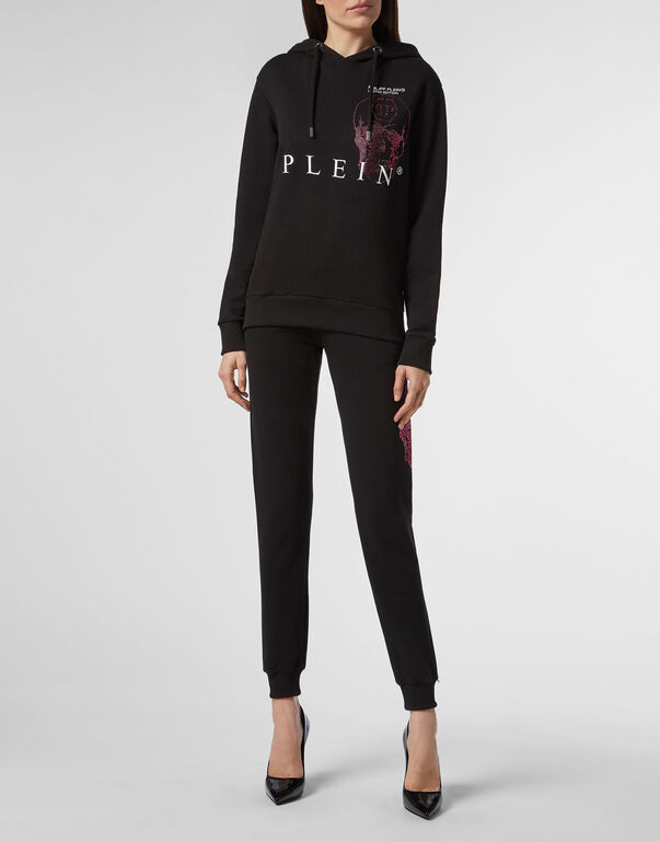 Philipp Plein Logo Details Hooded Hoodie In Black