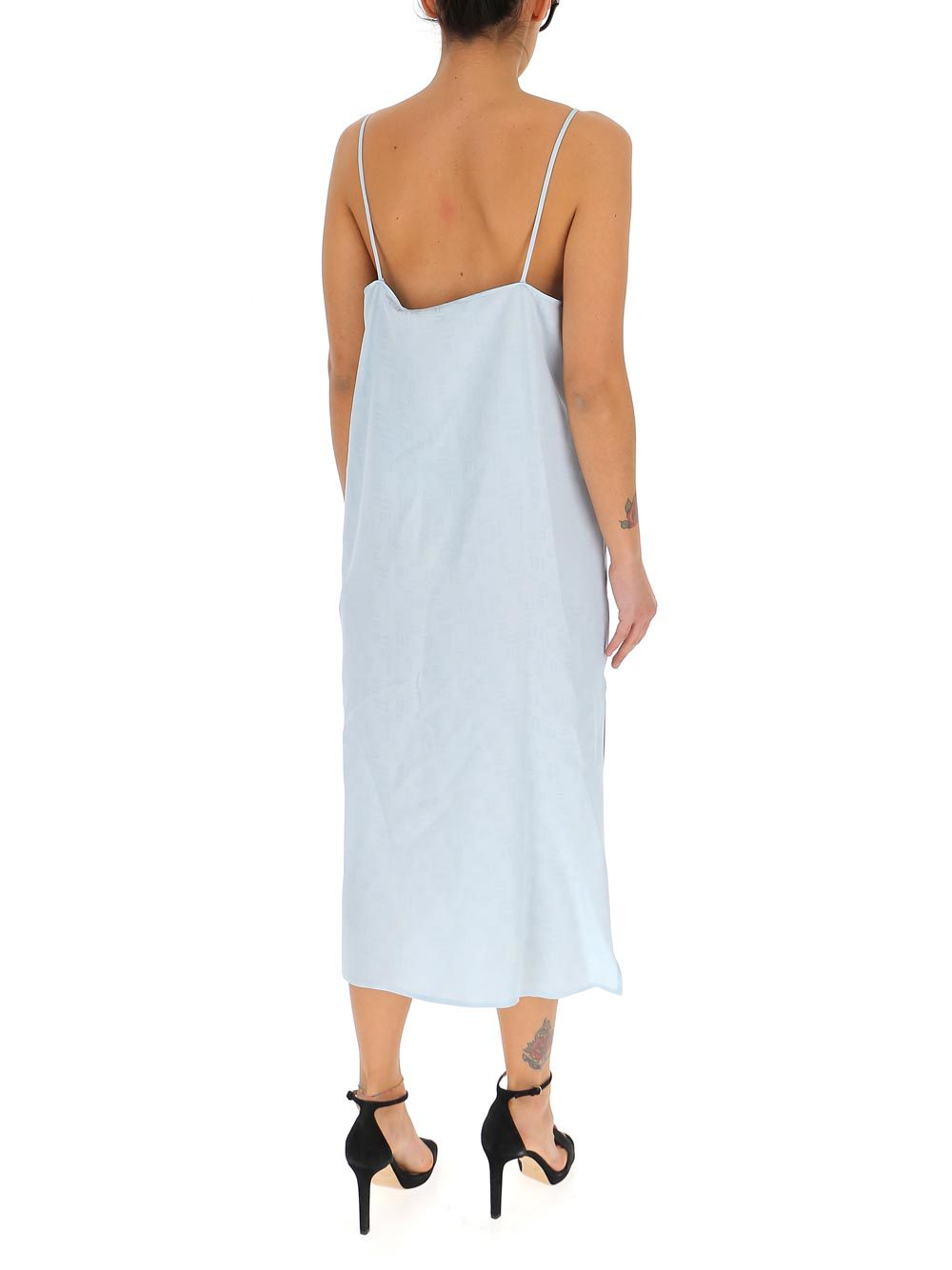 Palm Angels Monogram-print Slip Dress In Blue