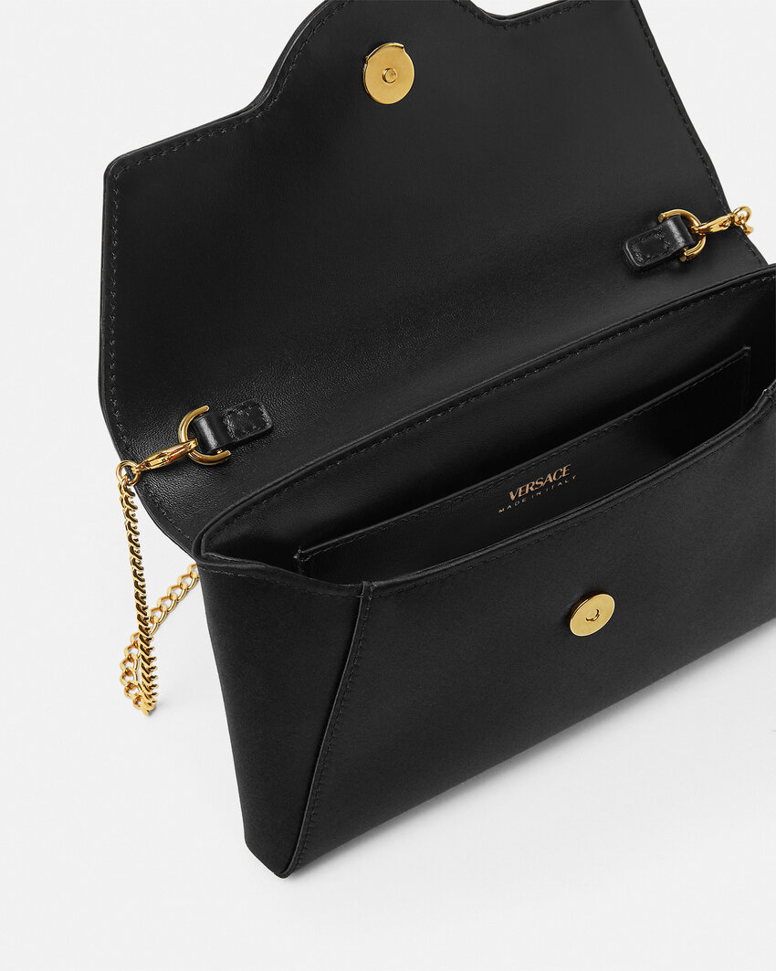 Versace La Medusa Envelope Clutch Bag In Black