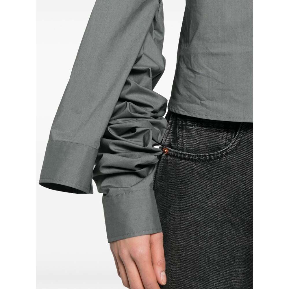 Mm6 Maison Margiela Double-sleeves Cotton Shirt In Gray