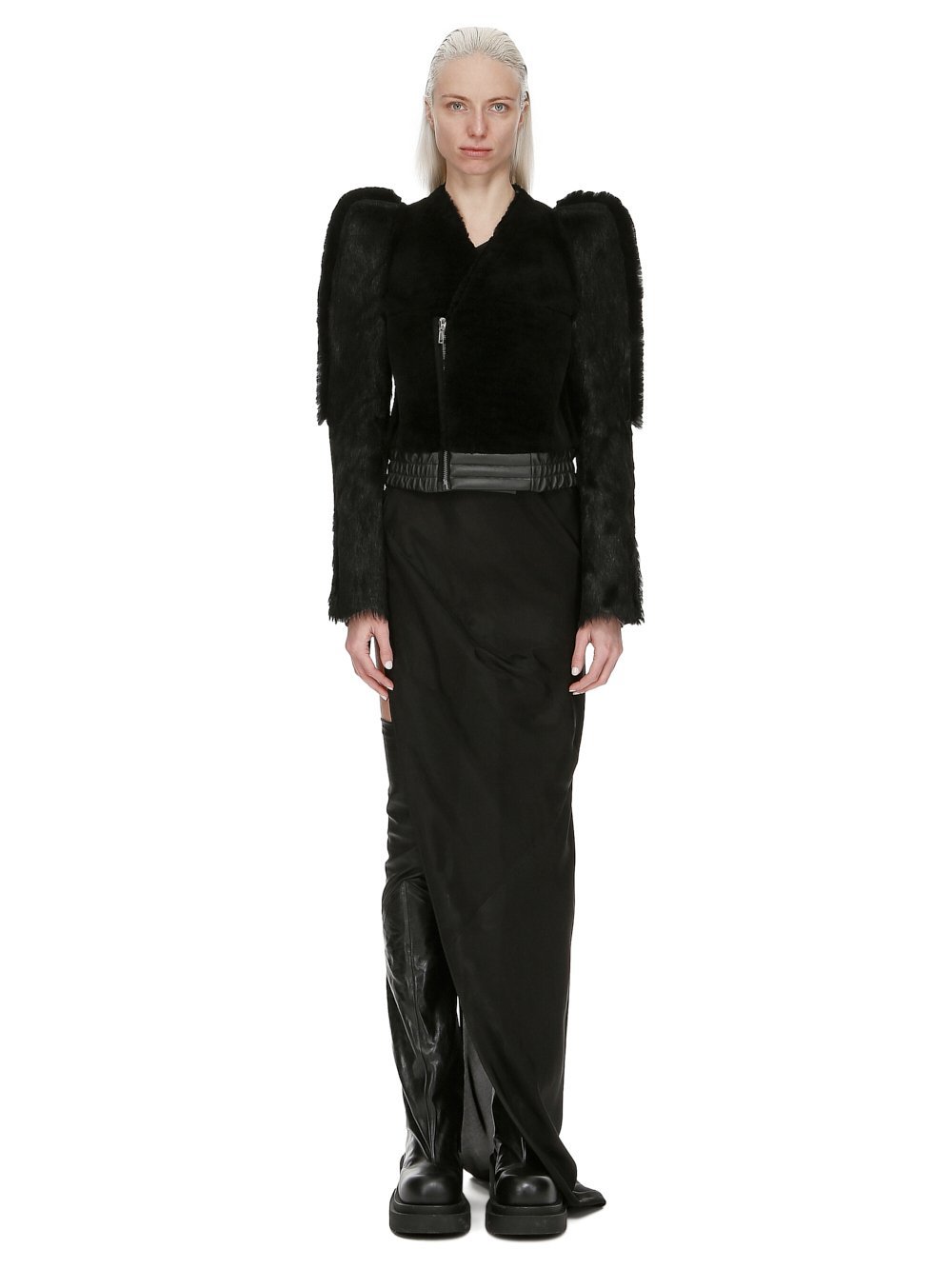Rick Owens Zipper Leather Jacket In Black