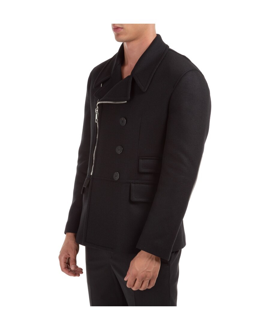 Neil Barrett Asymmetrical Zipper Coat In Black