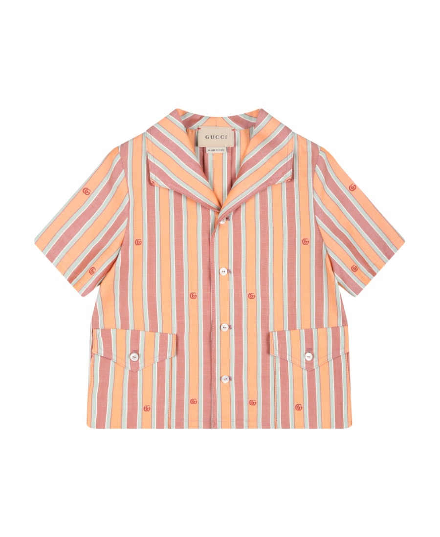 Gucci Interlocking G Stripe-print Shirt In Pink