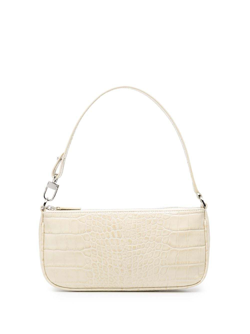 By Far Rachel Crocodile-embossed Shoulder Bag In White
