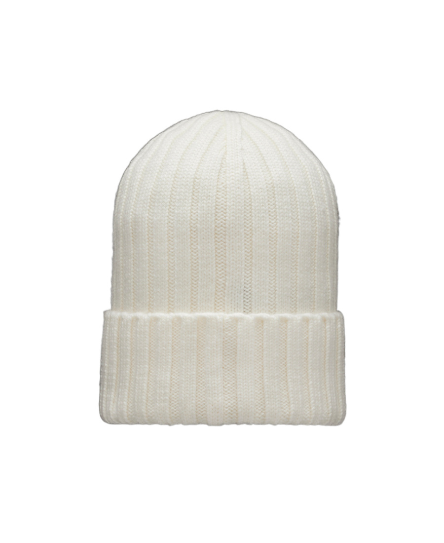 Moncler Ribbed-knit Virgin Wool Beanie In White