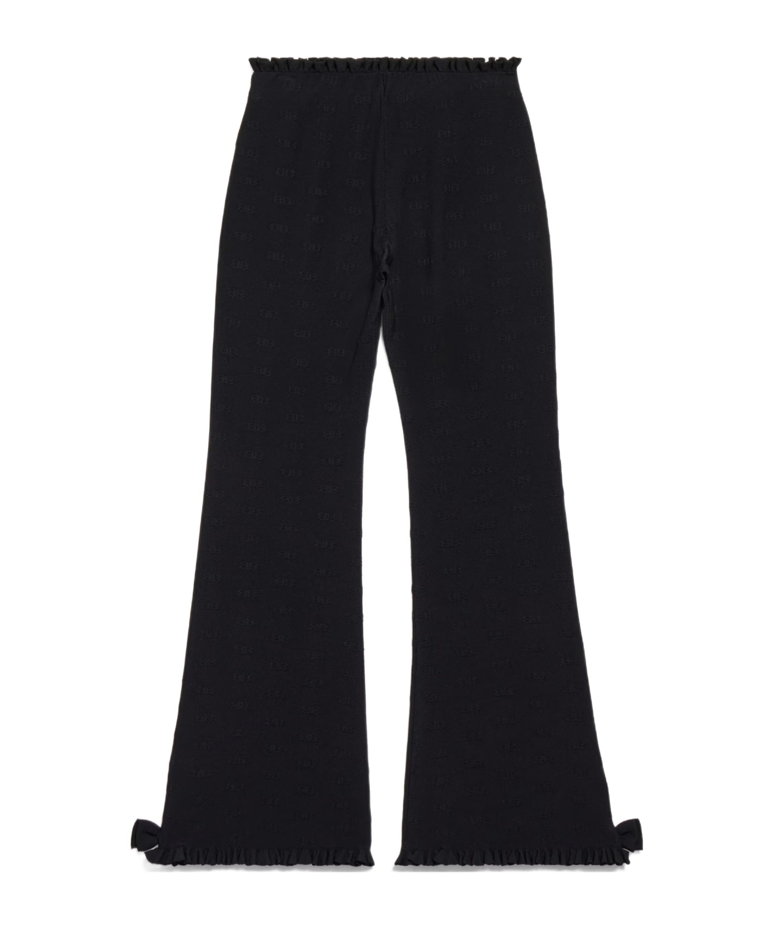 Balenciaga Bow-detail Ruffled Capri Flared Pants In Black