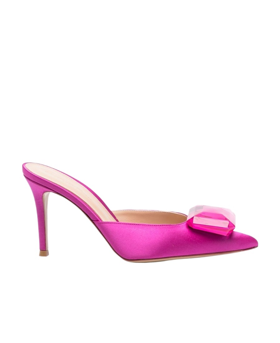 Gianvito Rossi Crystal-detail Satin Slingback Pumps In Pink