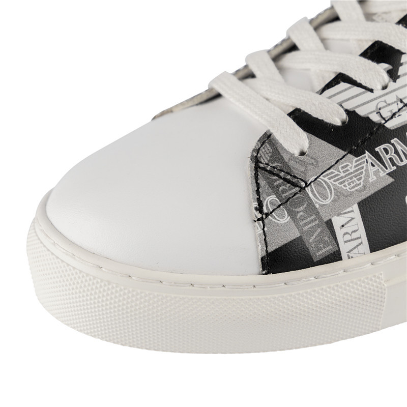 Emporio Armani Logo Strapped Casual Sneakers In White