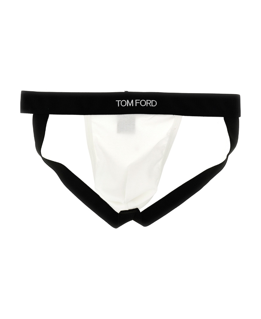 Tom Ford Cotton Blend Regular Fit Jock Strap In Black