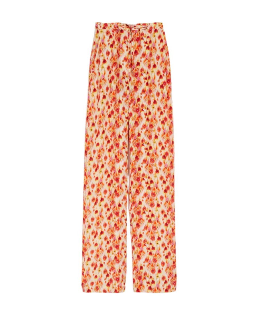 Max Mara Floral Printed Casual Pants In Nude