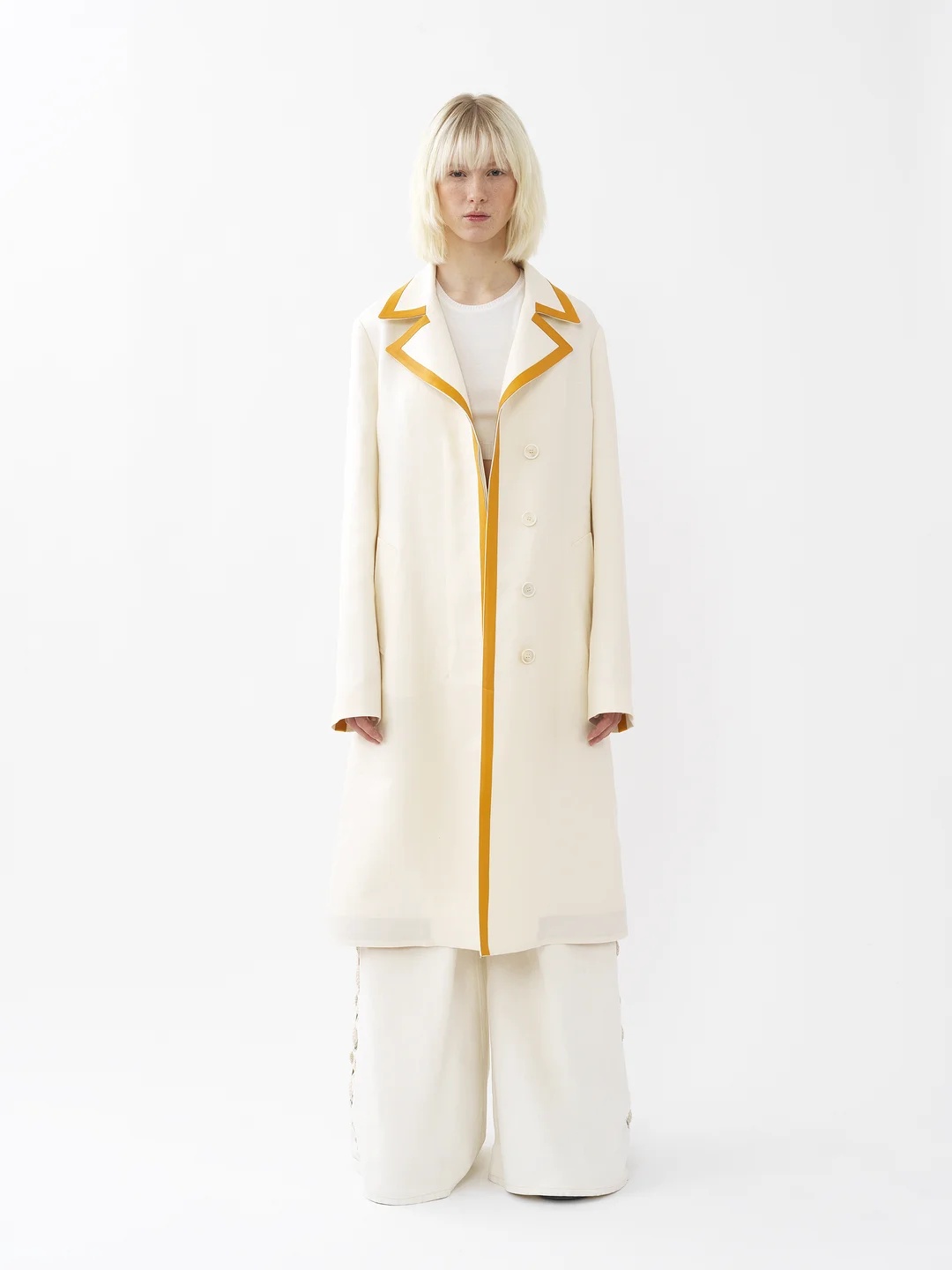 Chloé Leather-trimmed Linen-canvas Trench Coat In White