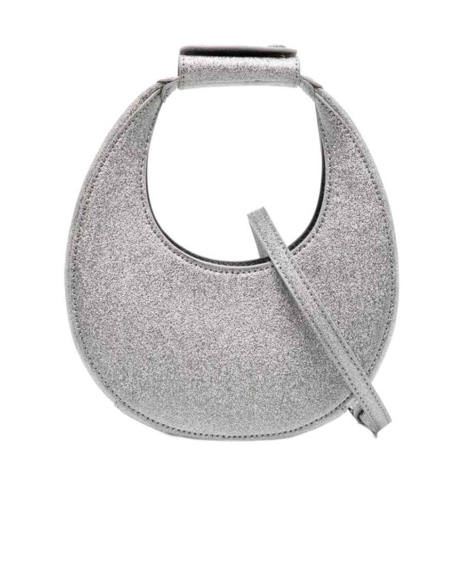Shop Staud Good Night Moon Metallic Effect Crossbody Bag In Gray