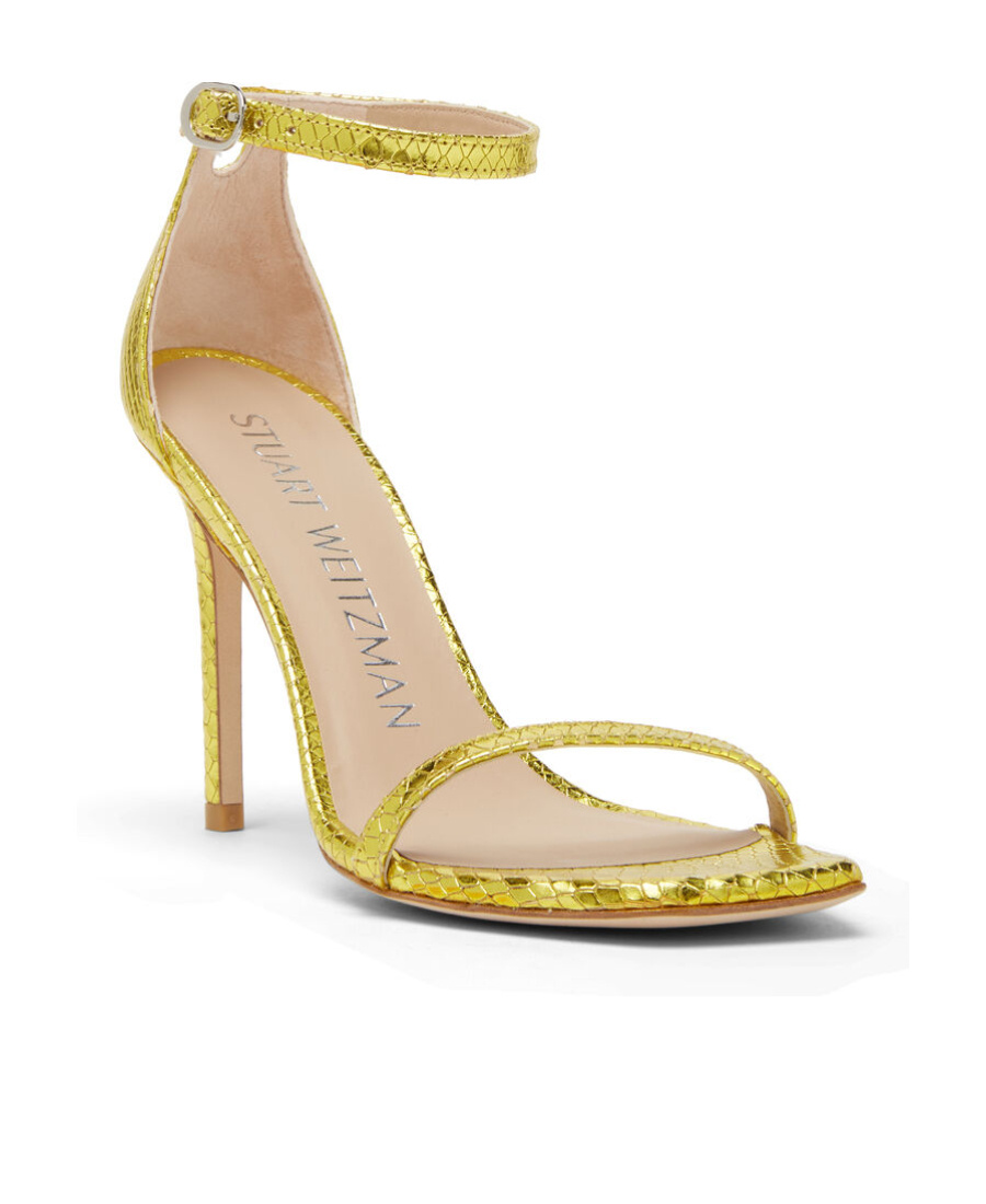 Stuart Weitzman 105mm Snakeskin Leather Sandals In Yellow