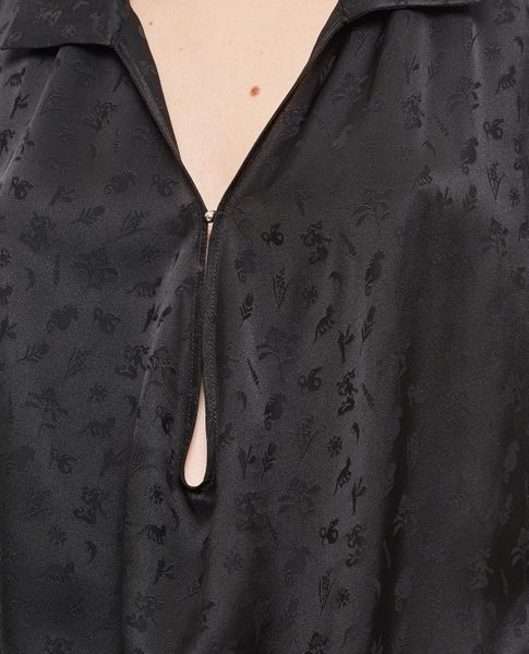 Kiko Kostadinov Long-sleeved V-neck Drawstring Blouse In Black
