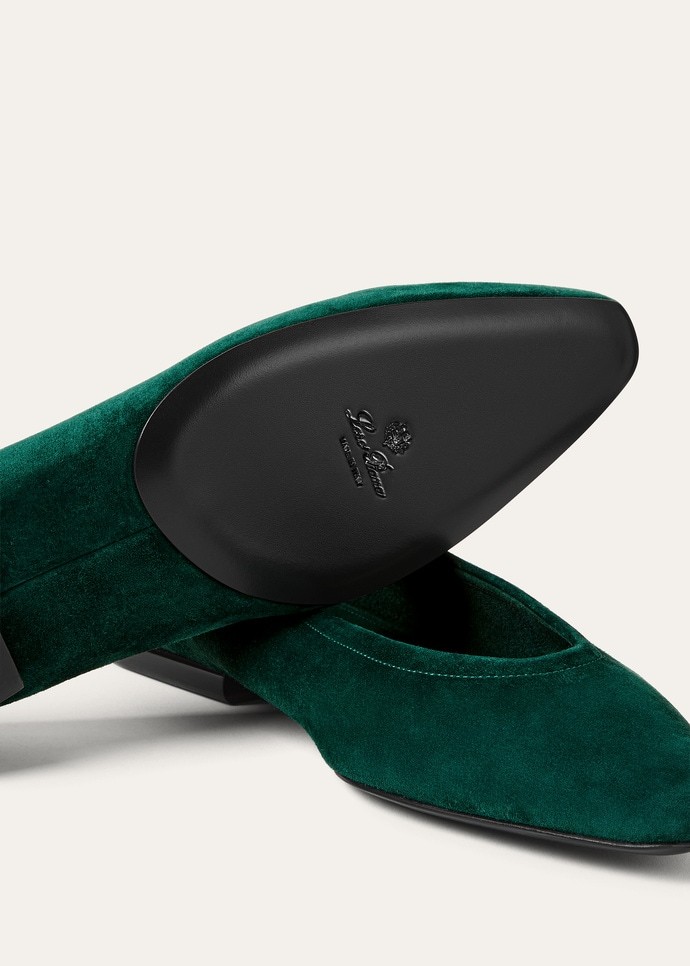 Loro Piana Primula Suede Ballet Flats In Green