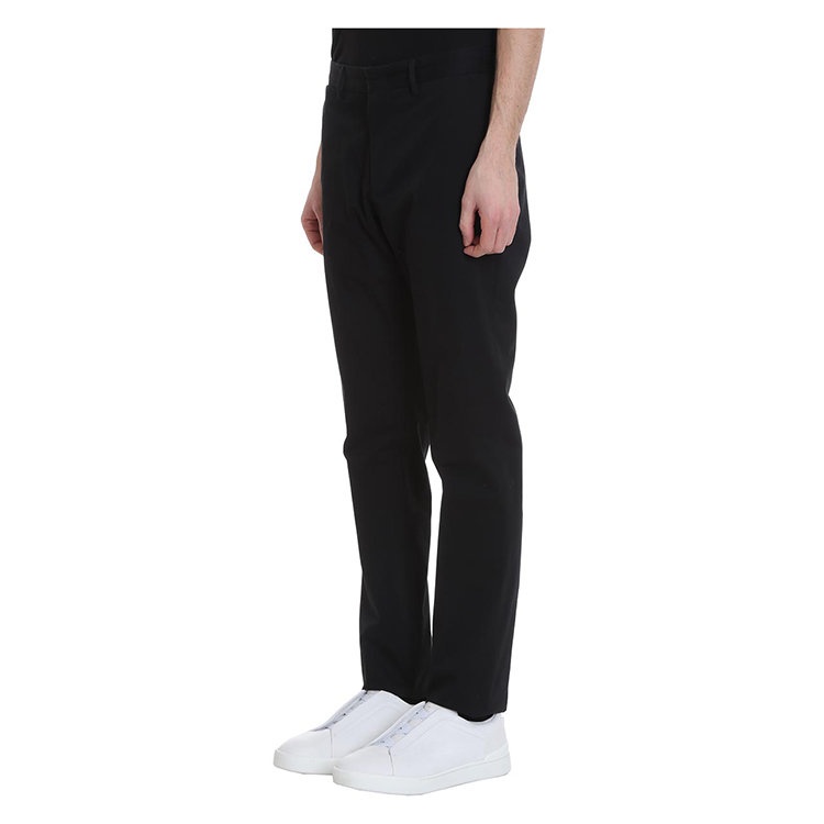 Zegna Logo Details Casual Pants In Black