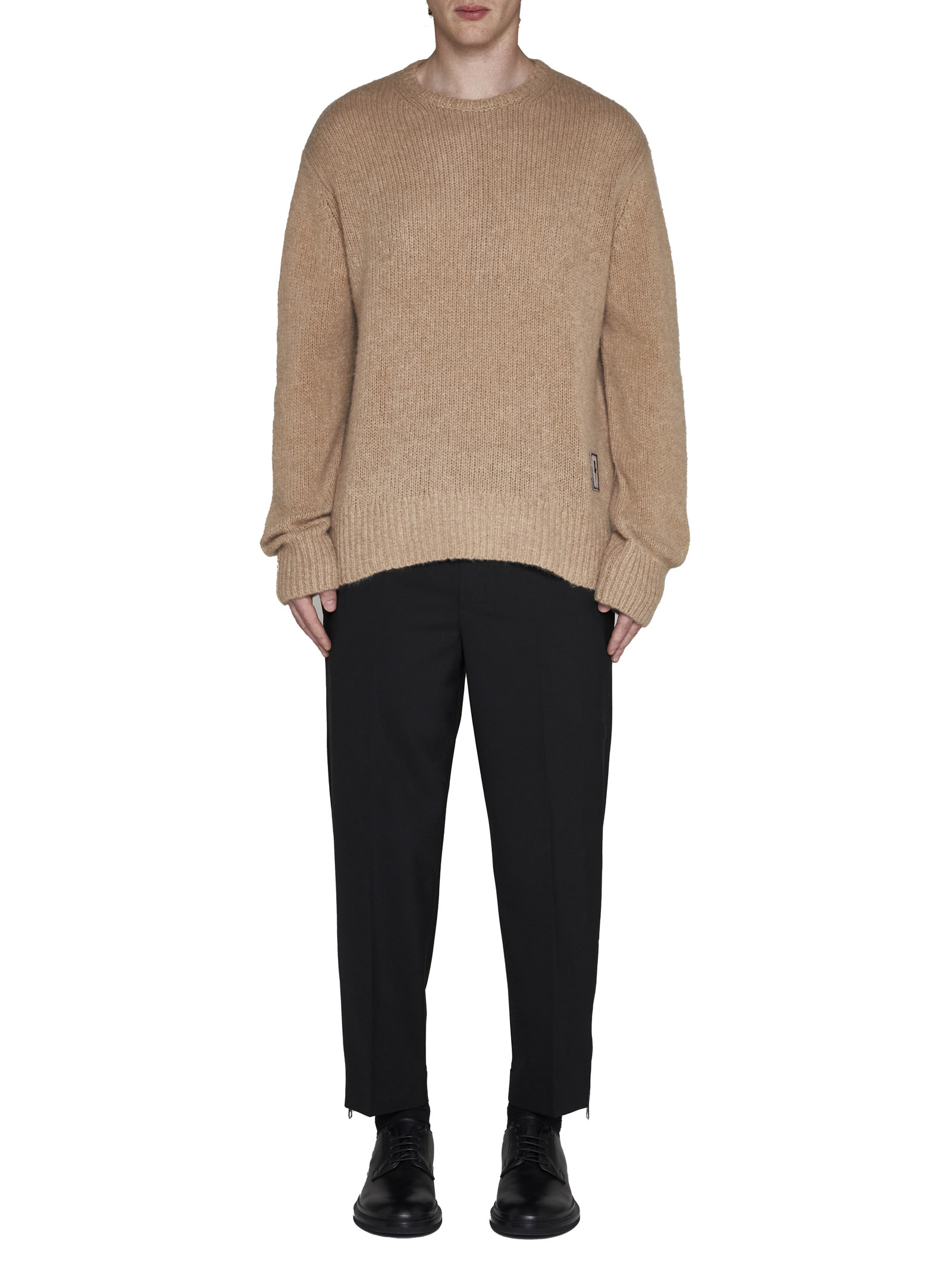 Neil Barrett Logo Patch Knitted Jumper In Nude