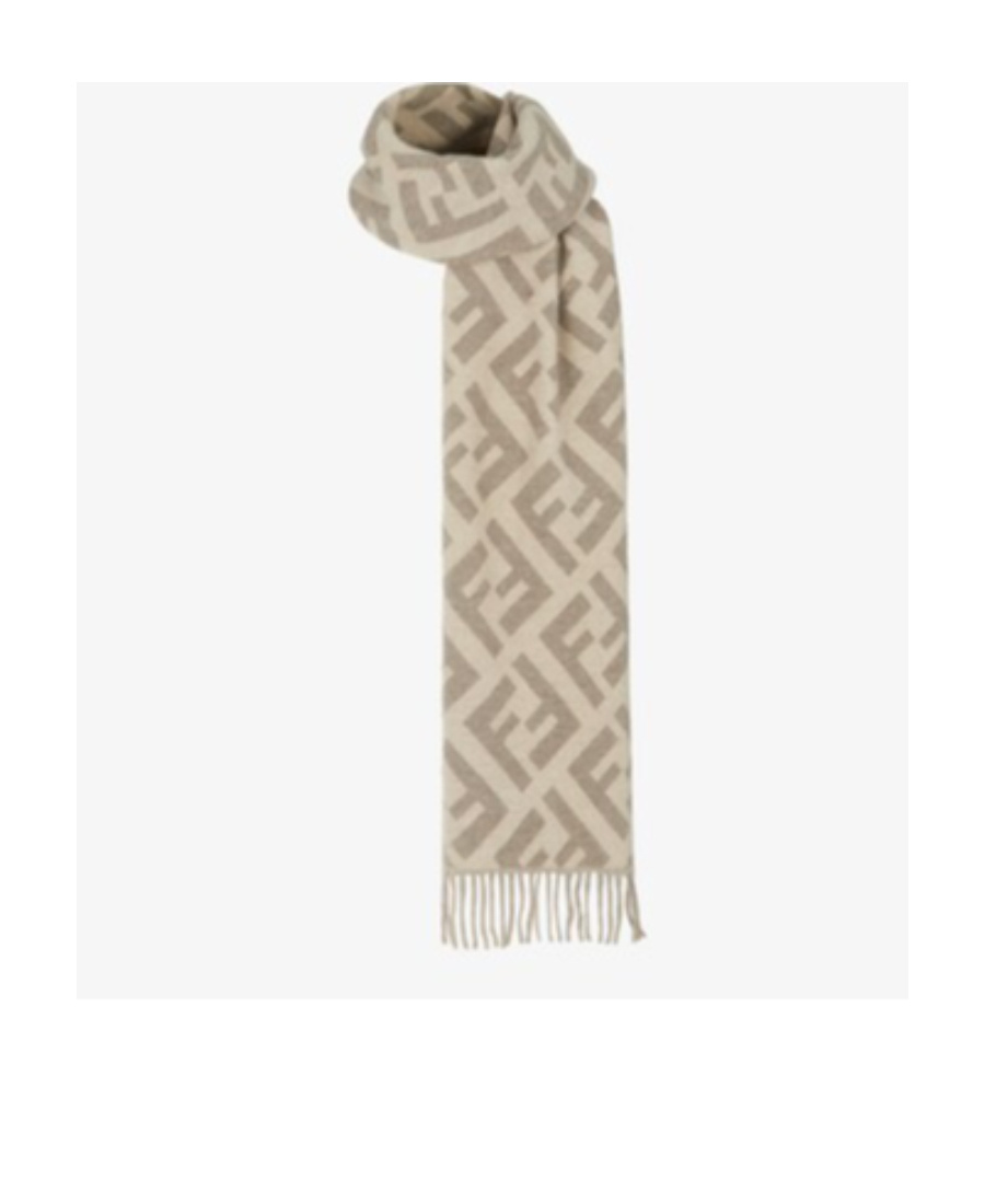 Fendi Intarsia-knit Cashmere Scarf In Nude