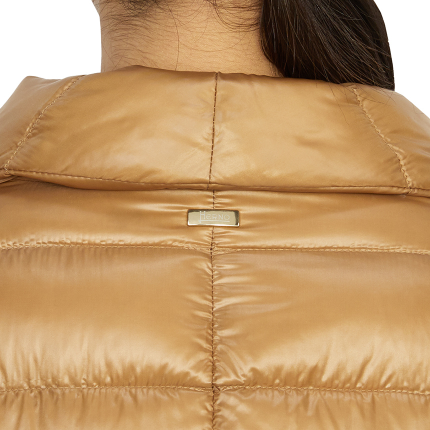 Herno Long-sleeved Down Jacket In Brown