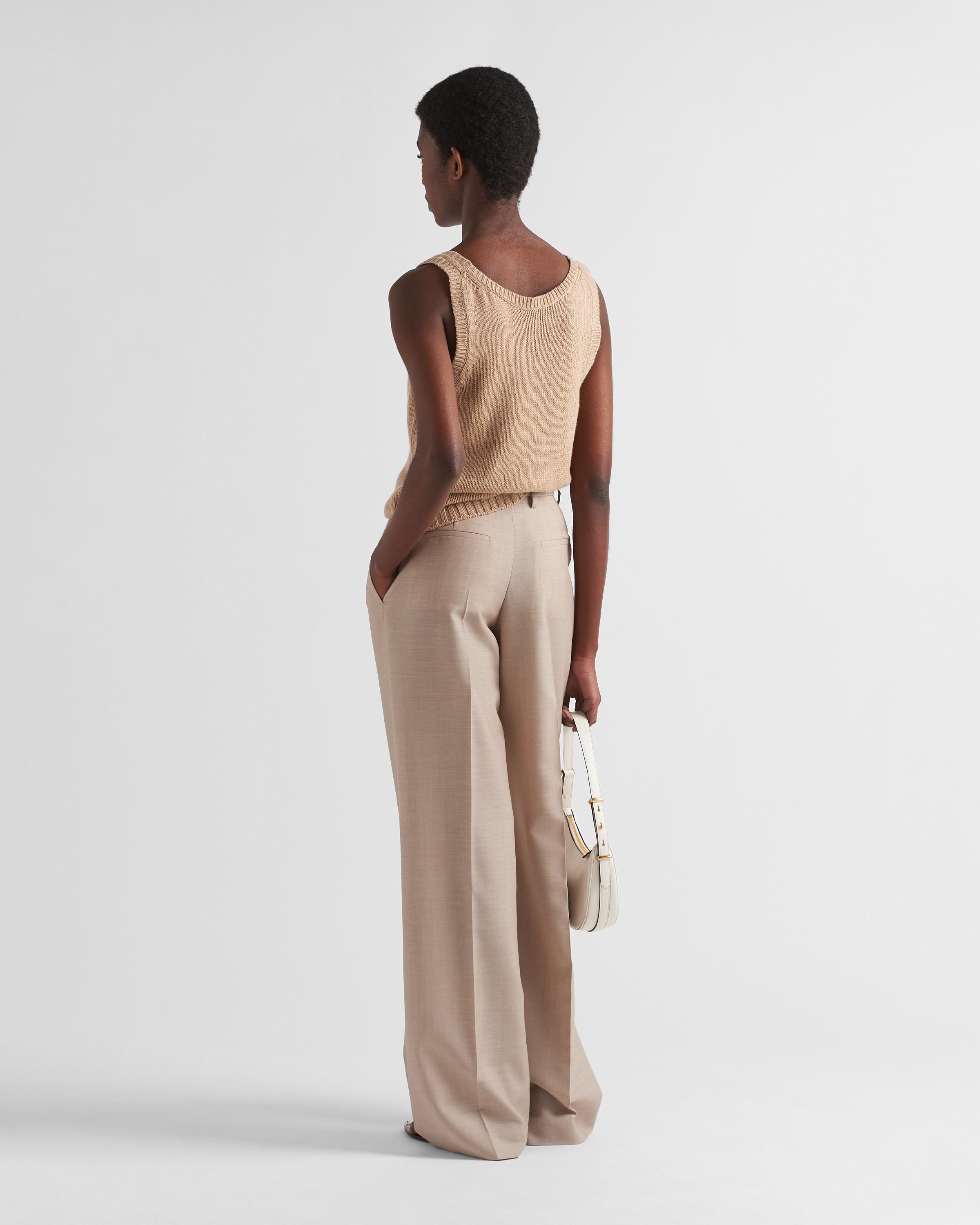 Prada Wool High-waisted Casual Pants In Rope Ash
