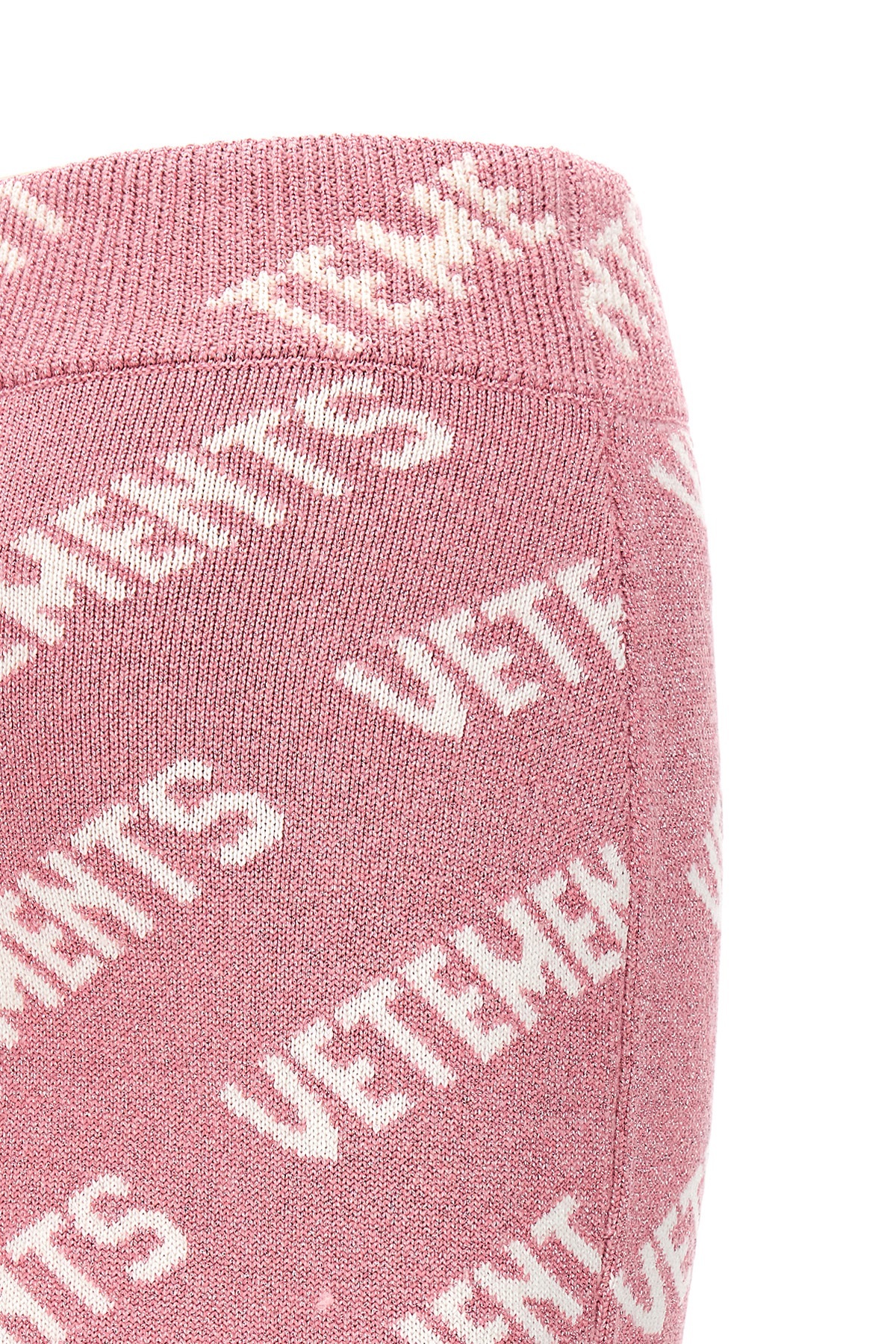 Shop Vetements Logo-intarsia Lurex Miniskirt In Pink