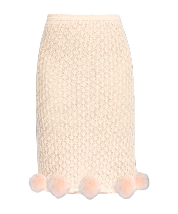Blumarine Knitted Midi Skirt In Nude