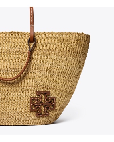 Tory Burch Ella Straw Tote Bag In Nude