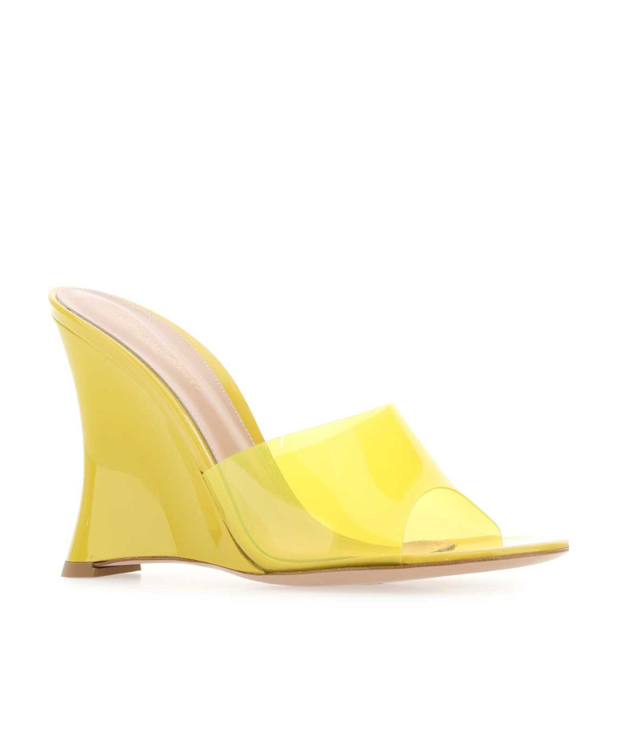 Gianvito Rossi Futura 95 Vinyl & Patent Wedge Sandal In Yellow