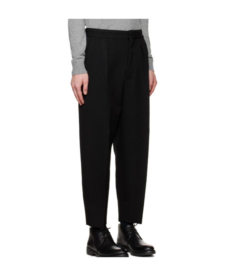 Zegna Straight Pleated Casual Pants In Black