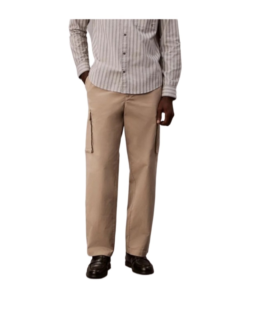 Calvin Klein Jeans Est.1978 Straight Cotton Cargo Pants In Brown