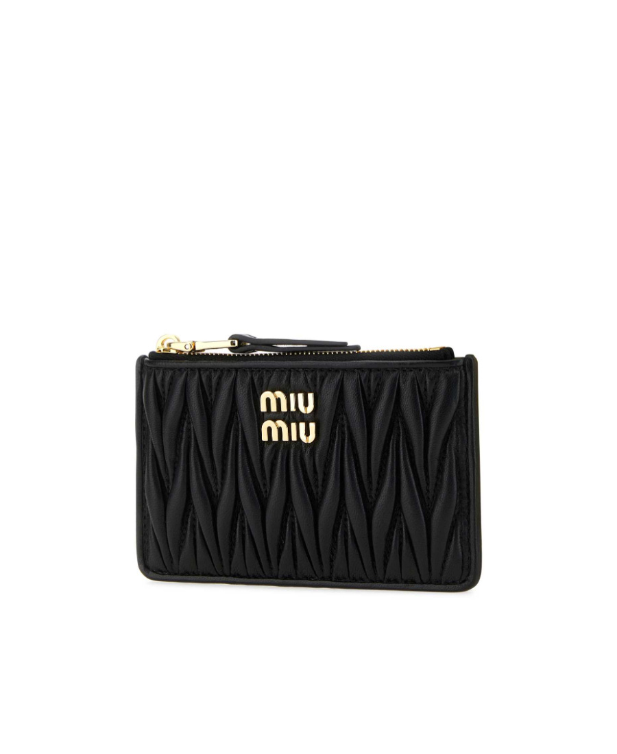 Miu Miu Matelassé Nappa Leather Envelope Wallet In Black