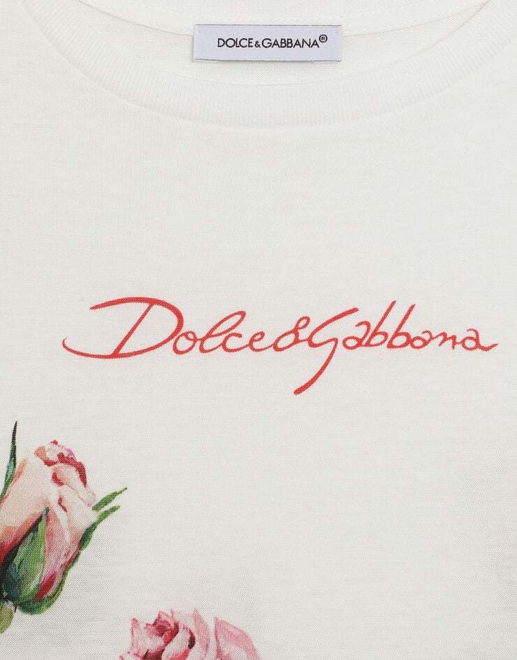 Dolce & Gabbana Rose-print T-shirt In White