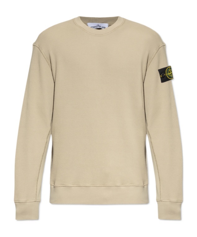 Stone Island Classic Fit Crew Neck Sweater With Distinctive Badge In Nude