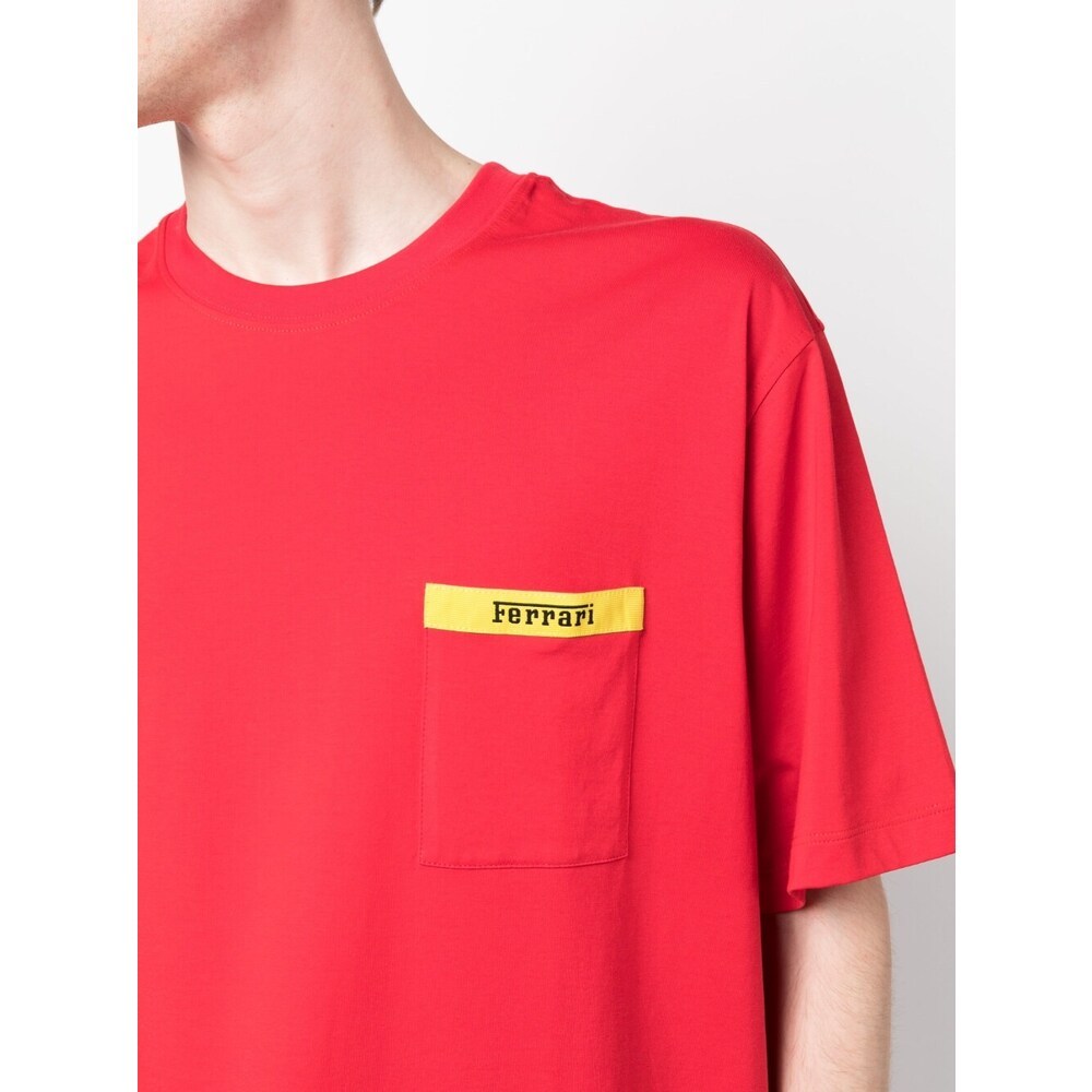 Ferrari Logo-print Crew-neck T-shirt In Red