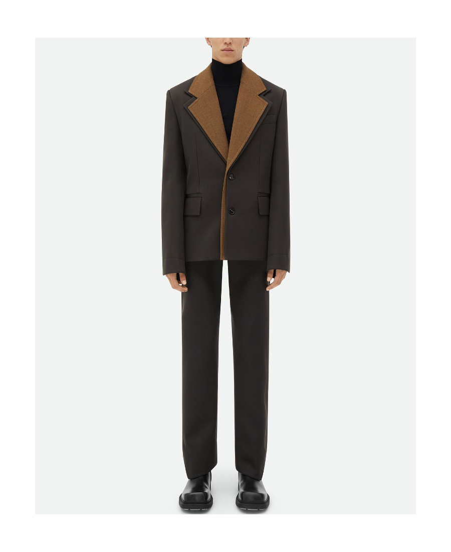 Bottega Veneta Curved Wool Casual Pants In Black