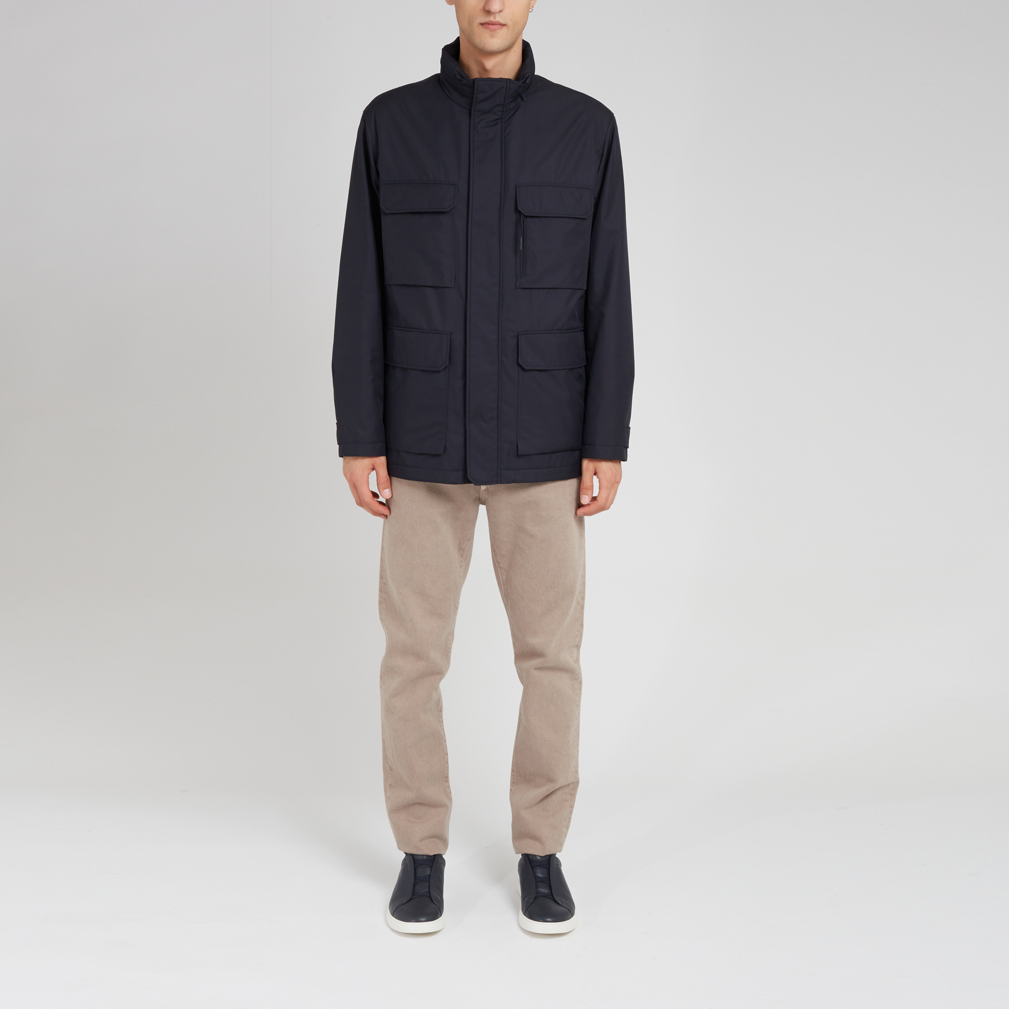 Shop Zegna Z  Pocket Detailed High Neck Jacket In Black