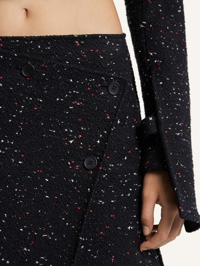 Courrèges Asymmetrical-panel Tweed Mini Skirt In Black